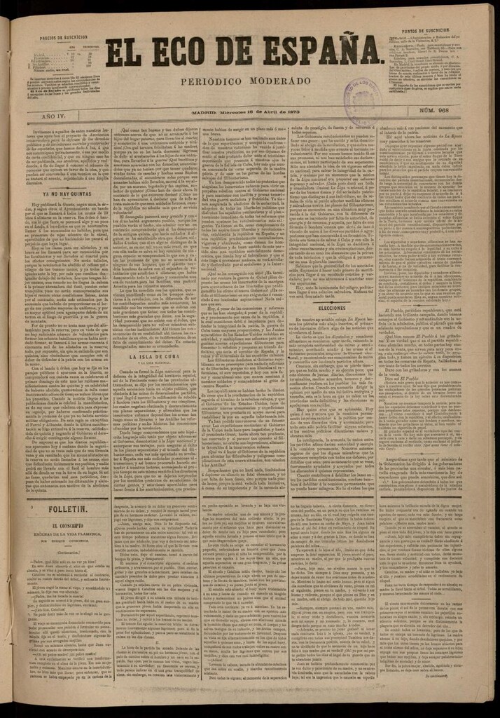 Miniatura de El Eco de España del 16 de abril de 1873
