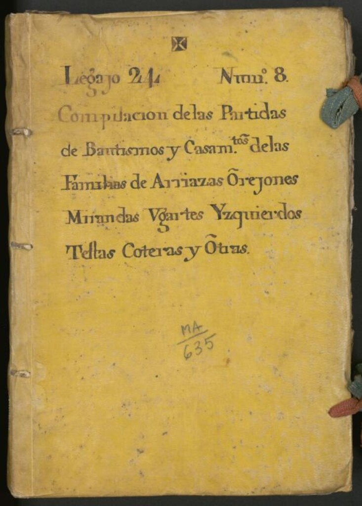 Miniatura de Compilación de las partidas de bautismos y casam[ien]tos de las familias de Arriazas, Orejones, MIrandas Ugartes, Yzquierdos, Testas, Coteras y otras