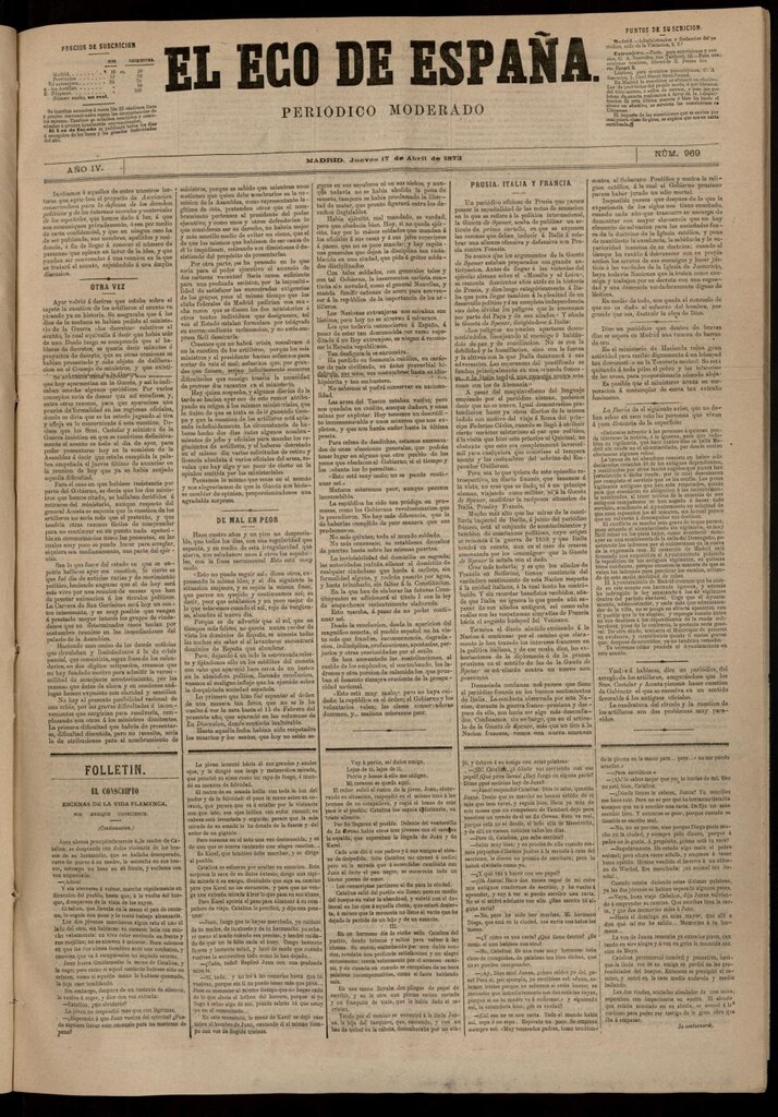 Miniatura de El Eco de España del 17 de abril de 1873