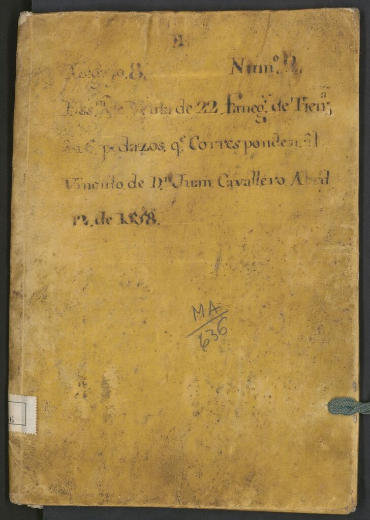 Miniatura de Escritura de venta de 22 fanegas de tierra en 6 pedazos que corresponden al viñedo de Don Juan Cavallero Abad