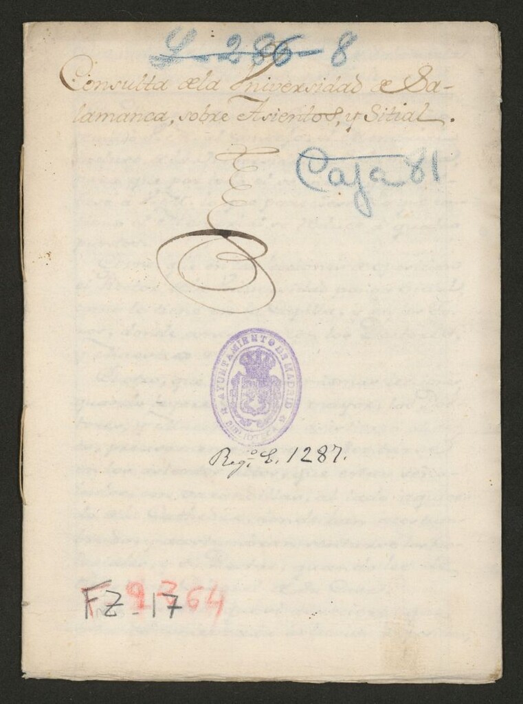 Miniatura de Consulta de la Universidad de Salamanca sobre Asientos y Sitial