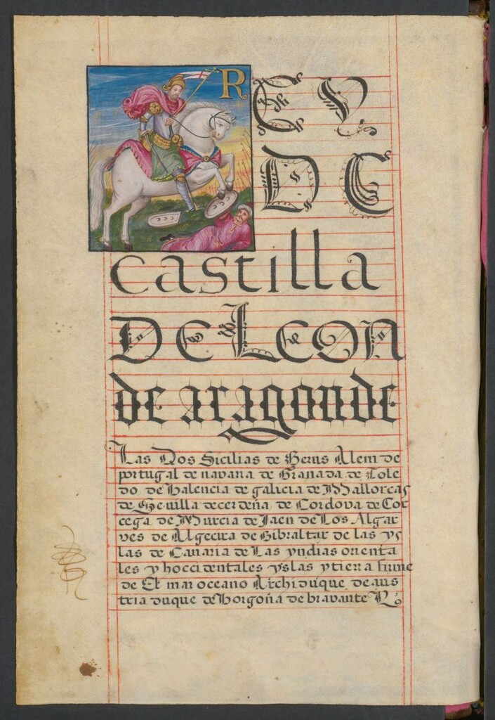 Miniatura de [Executoria de hidalgía a pedimento de Pedro de Oguiza Uraño y Felipa de Uraño, su madre, vecinos de Villanueva de los Infantes]