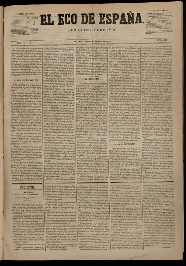 Miniatura de El Eco de España del 19 de abril de 1873