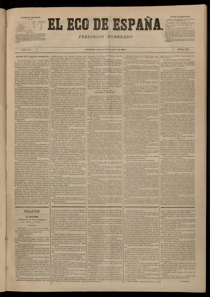 Miniatura de El Eco de España del 24 de abril de 1873