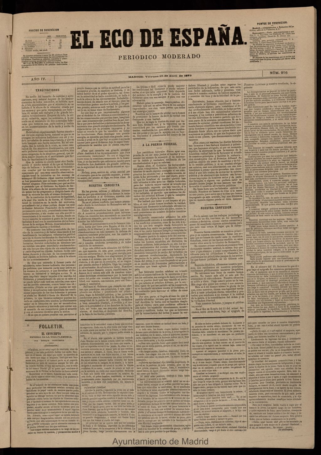 Miniatura de El Eco de España del 25 de abril de 1873