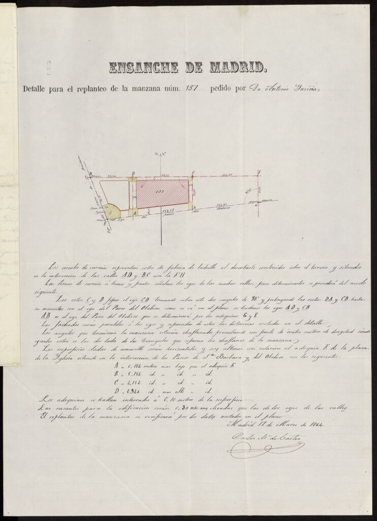 Miniatura de D. Antonio de Gaviría, expediente instruido en solicitud de licencia para cercar un terreno afuera de la Puerta de Sta. Bárbara.