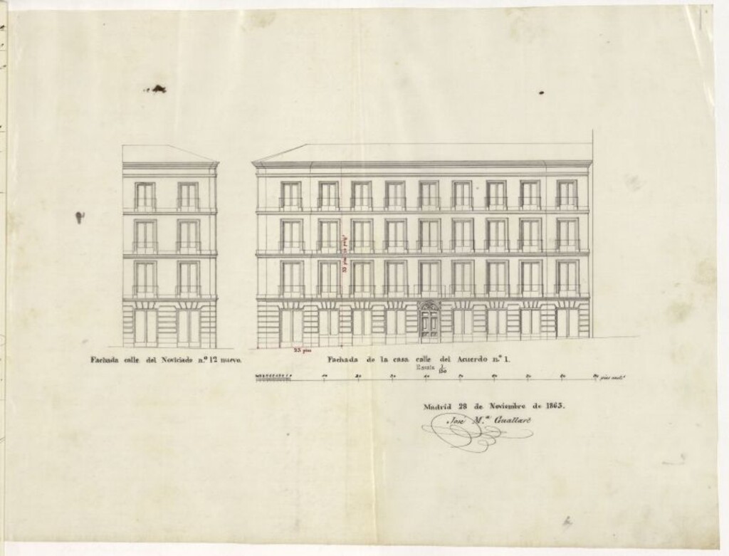 Miniatura de D. Manuel María Martínez, en solicitud de licencia para construir de nueva planta la casa nº 12 de la calle de Noviciado, con vuelta a la del Acuerdo, 1.