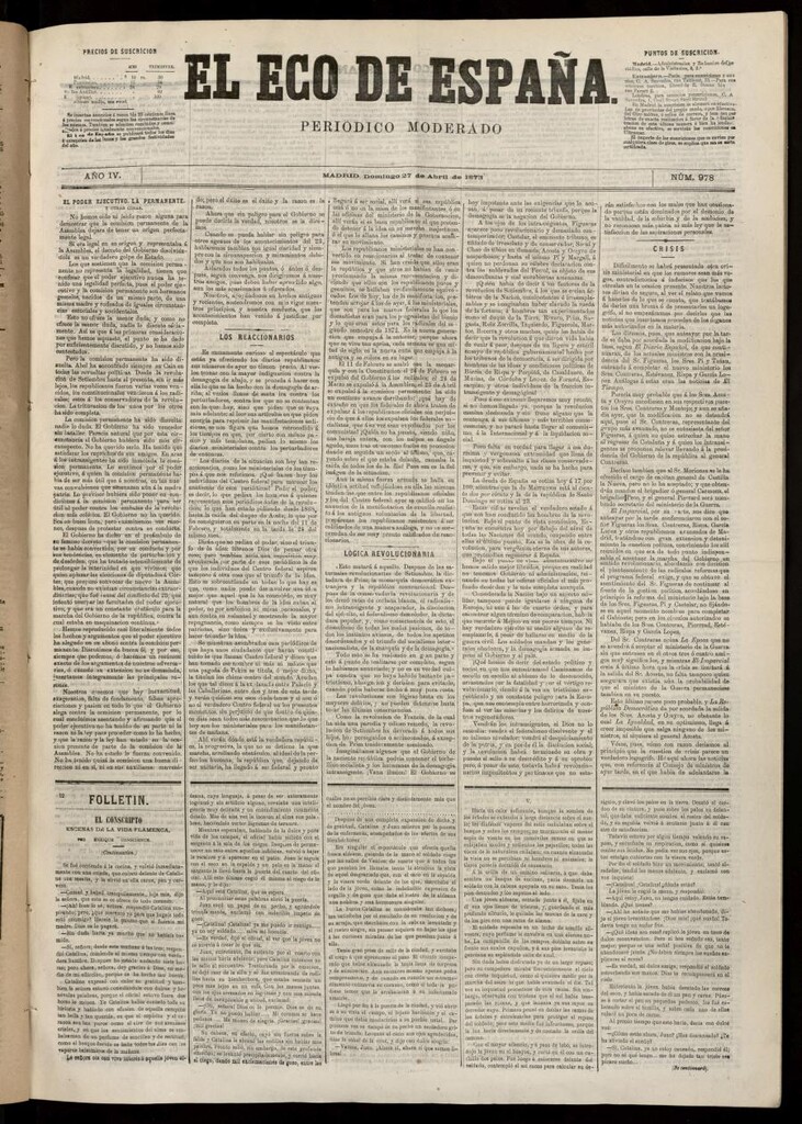 Miniatura de El Eco de España del 27 de abril de 1873