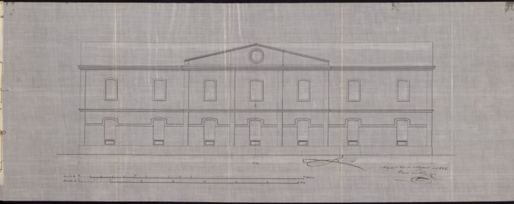 Miniatura de D. Ramón Meana, dueño del local que ocupa el Colegio situado bajo su dirección en la Montaña del Príncipe Pio, para construir otro edificio dentro de su cerca, y sobre una de las tapias que hacer fachada a la calle de Ferraz.