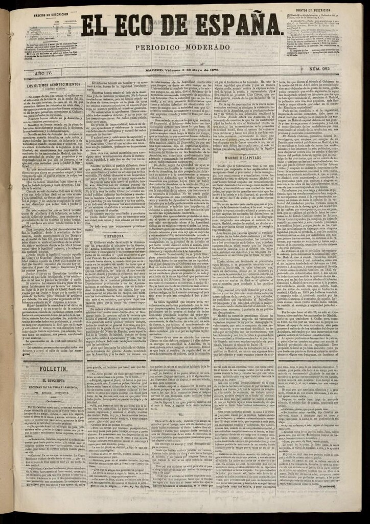 Miniatura de El Eco de España del 2 de mayo de 1873