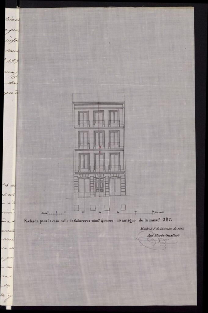 Miniatura de Dª Petra García, por el nombre de sus hijos, en solicitud de licencia para construir su casa calle de los Coloreros, nº 4.