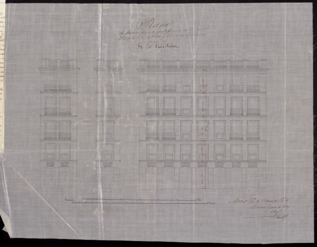 Miniatura de D. Ramón Gutiérrez del Valle, en solicitud de licencia para construir de nueva planta la casa calle de Postas con vuelta a la de Esparteros.