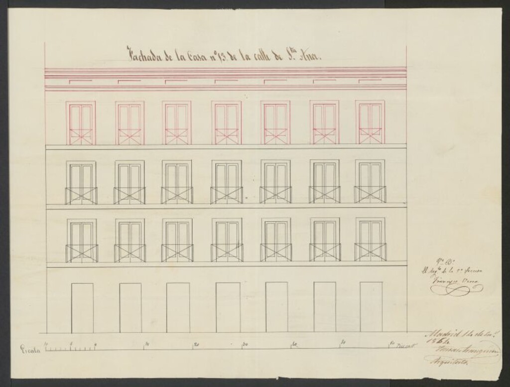 Miniatura de D. Luis Sierra, dueño de la casa nº 13, de la calle de Santa Ana, para levantar un tercer piso, sobre los que actualmente tiene.