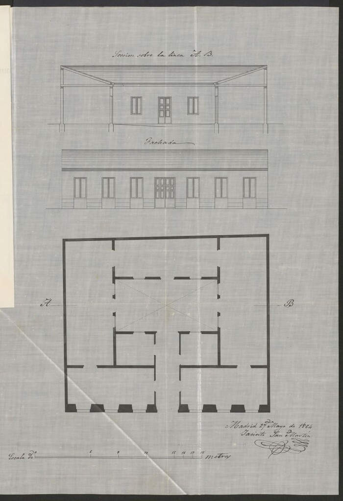Miniatura de D. Hipólito Ganderie, expediente instruido en solicitud de licencia para edificar en la manzana 109.
