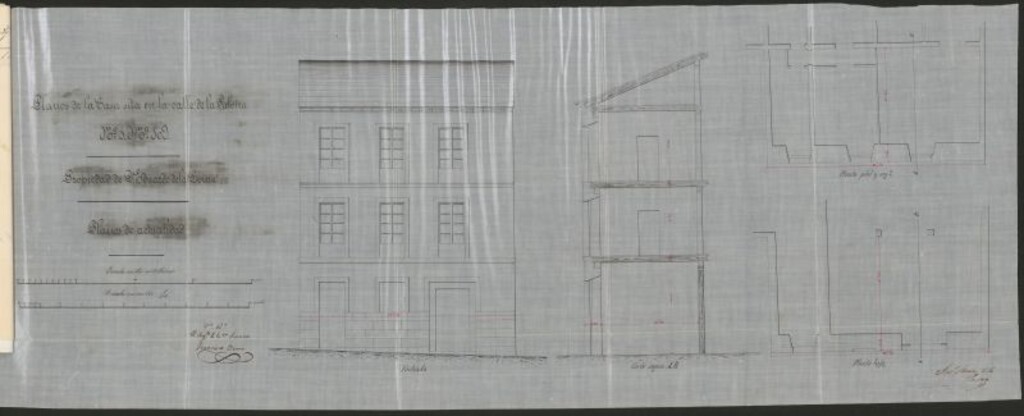 Miniatura de D. Eduardo de la Loma, dueño de la casa nº 1 moderno de la calle de la Paloma, manzana 109, para ejecutar varias obras en la misma, entre ellas, la de convertir el piso 3º interior, en habitaciones exteriores.