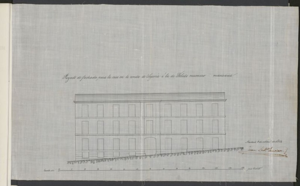 Miniatura de D. Juan Antonio Sánchez, expediente instruido en solicitud de licencia para edificar una casa a la izquierda de la ronda de Segovia.