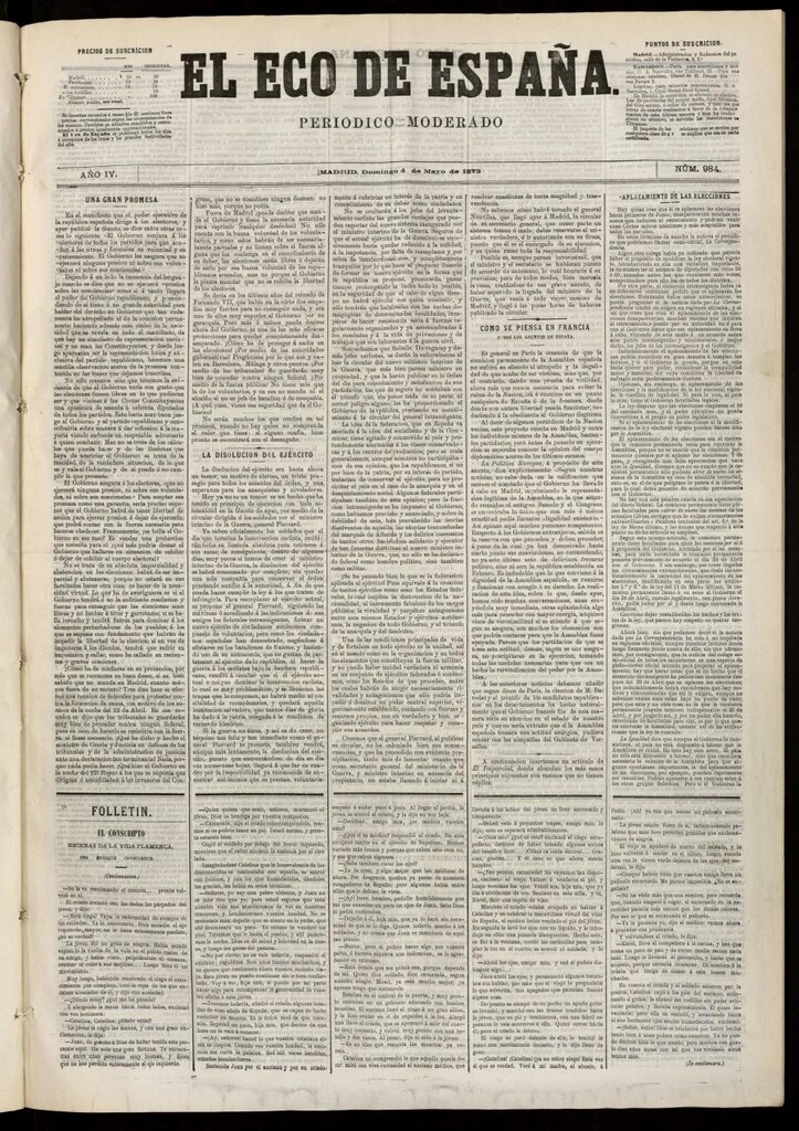 Miniatura de El Eco de España del 4 de mayo de 1873
