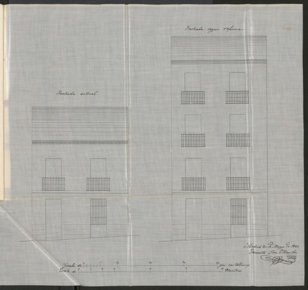 Miniatura de D. Manuel María Santana, para aumentar dos pisos sobre los que tiene su casa, sita en la calle del rubio nº 23.