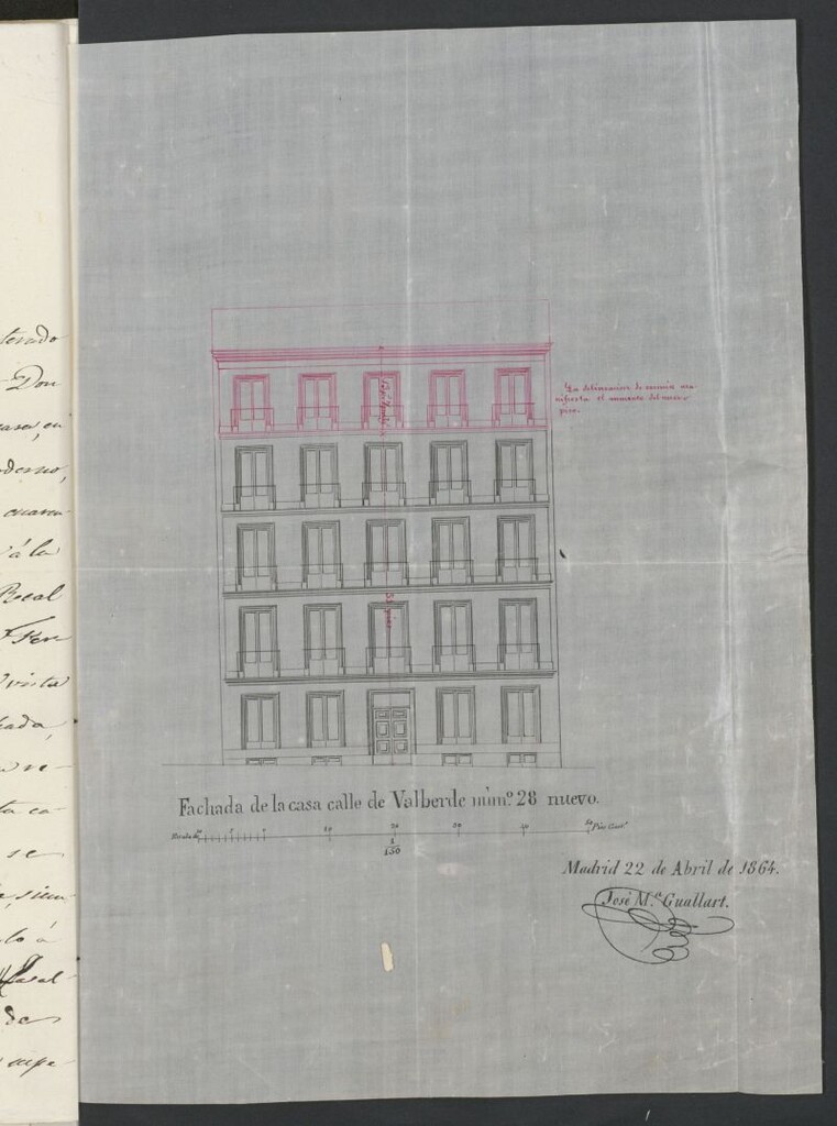 Miniatura de D. Simón de las Rivas, dueño de la casa calle de Valverde, nº 28 nuevo, 30 antiguo, manzana 346, para levantar un nuevo piso, sobre los tres abajo, que hoy tiene la finca.