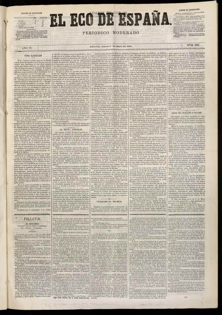 Miniatura de El Eco de España del 6 de mayo de 1873