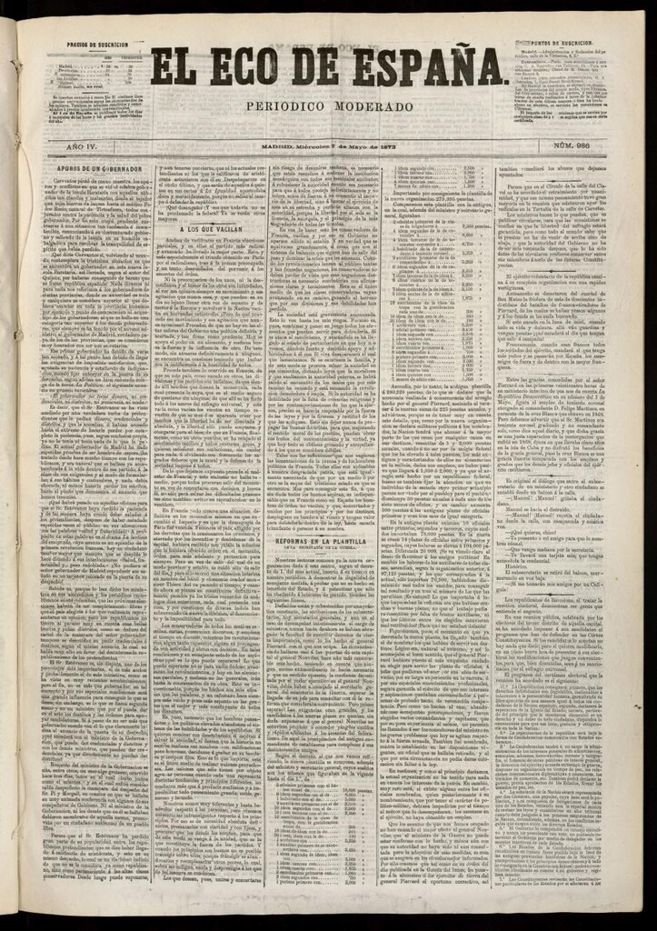 Miniatura de El Eco de España del 7 de mayo de 1873