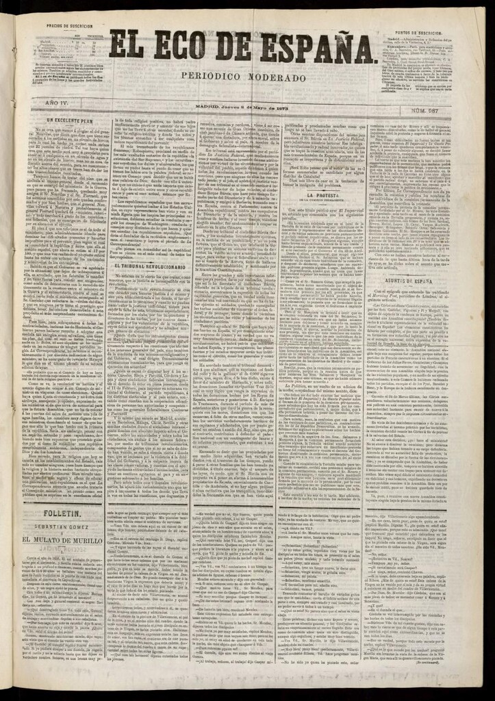 Miniatura de El Eco de España del 8 de mayo de 1873