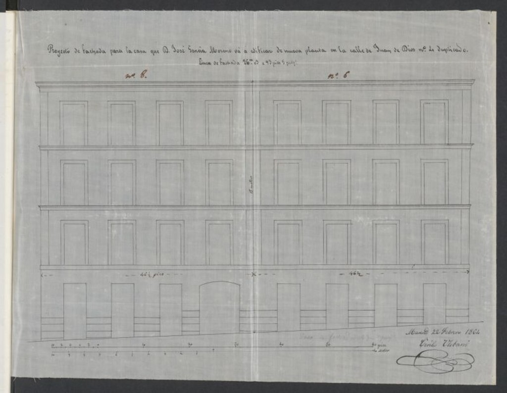 Miniatura de D. José García Moreno, para construir de nueva planta en solar de su propiedad, nº 4 de la calle de Juan de Dios.