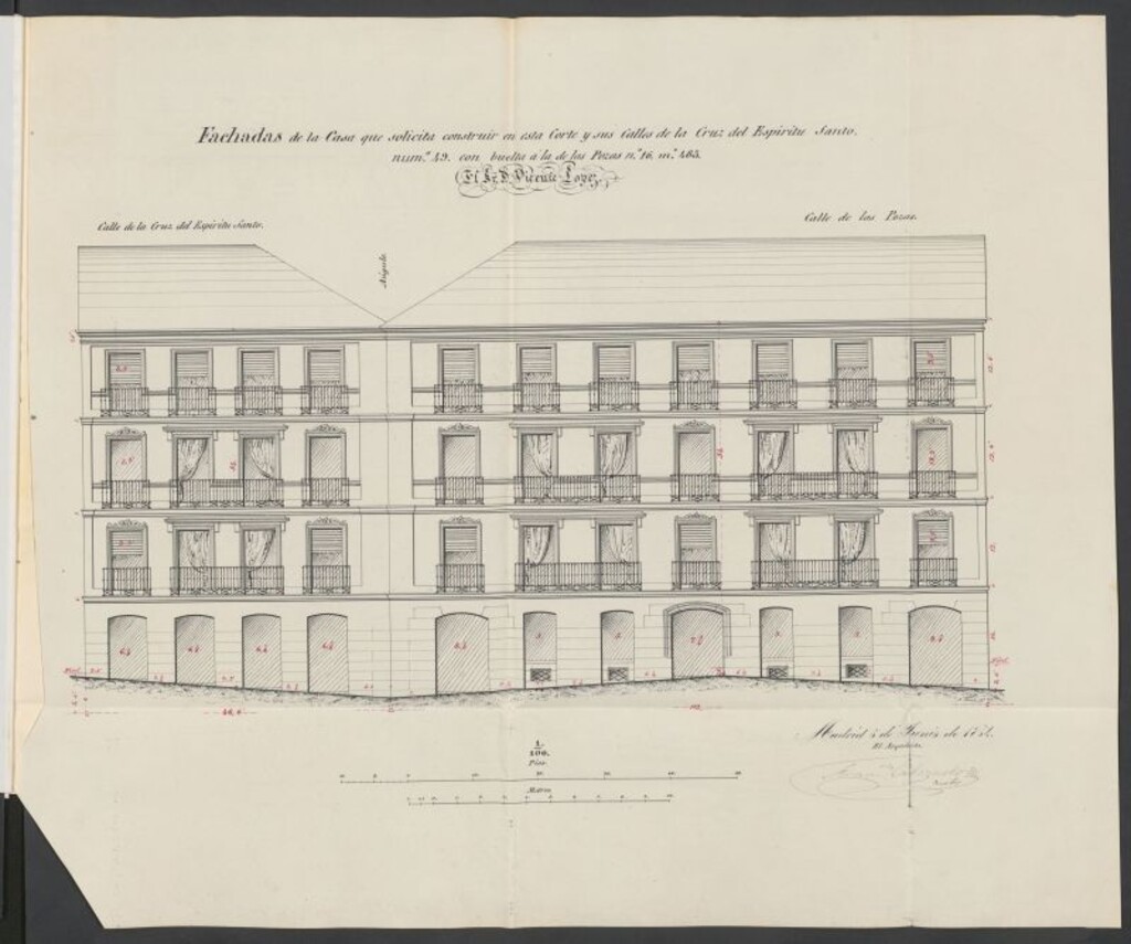 Miniatura de D- Vicente López Martín, en solicitud de licencia para construir de nueva planta su casa calle de la Cruz del Espíritu Santo nº 49, con vuelta a la de Pozas, nº 16, manzana 483.