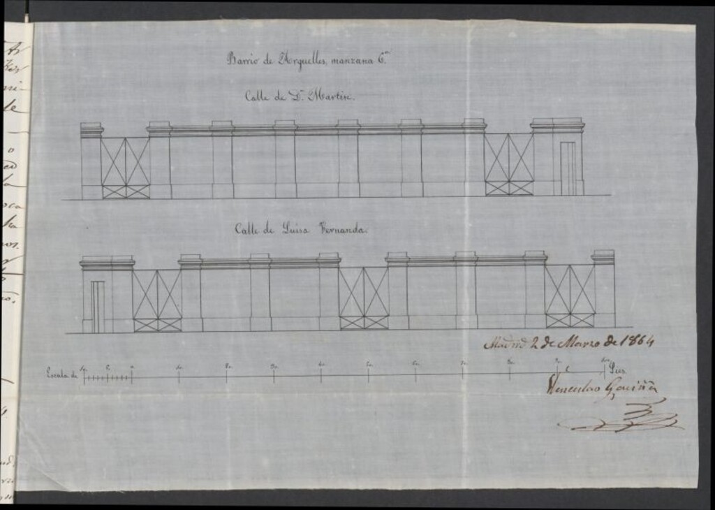 Miniatura de D. Wenceslao Gaviña, en solicitud de licencia para edificar en el solar sito en la manzana  6-º al nuevo Barrio de Argüelles.