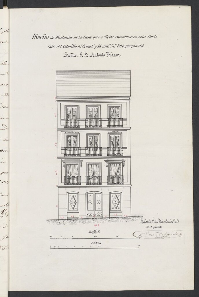Miniatura de D. Anselmo Blaser, en solicitud de licencia para construir de nueva planta la casa de su propiedad, sita en la calle del Colmillo, nº 8.