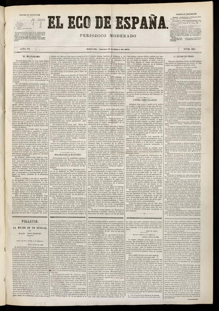 Miniatura de El Eco de España del 13 de mayo de 1873