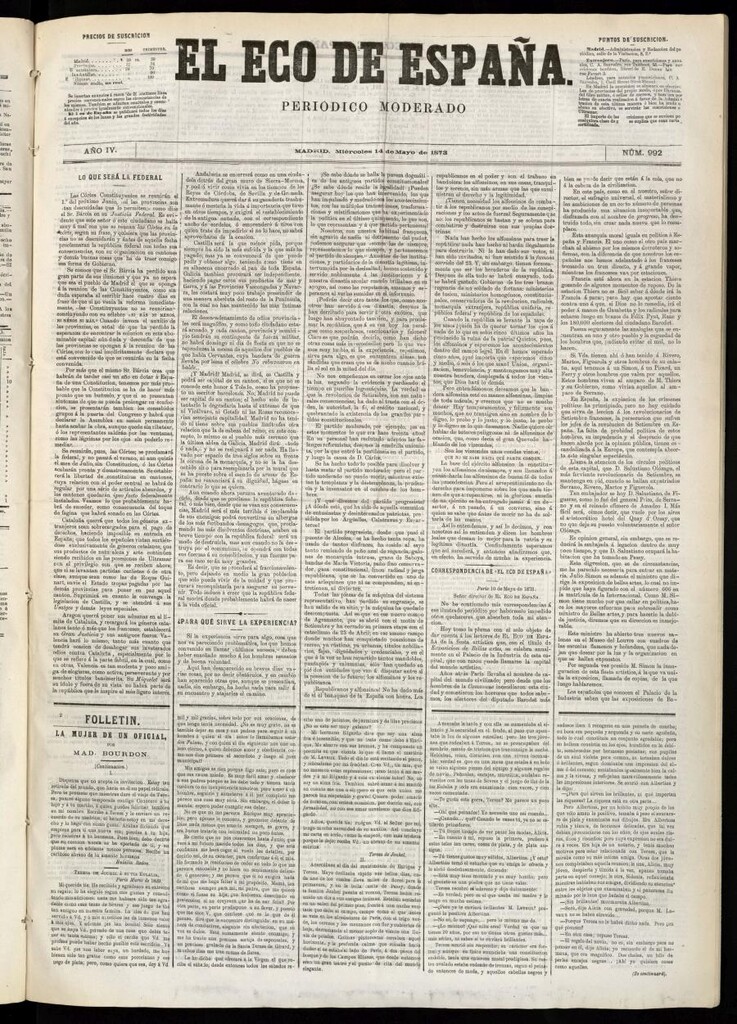 Miniatura de El Eco de España del 14 de mayo de 1873
