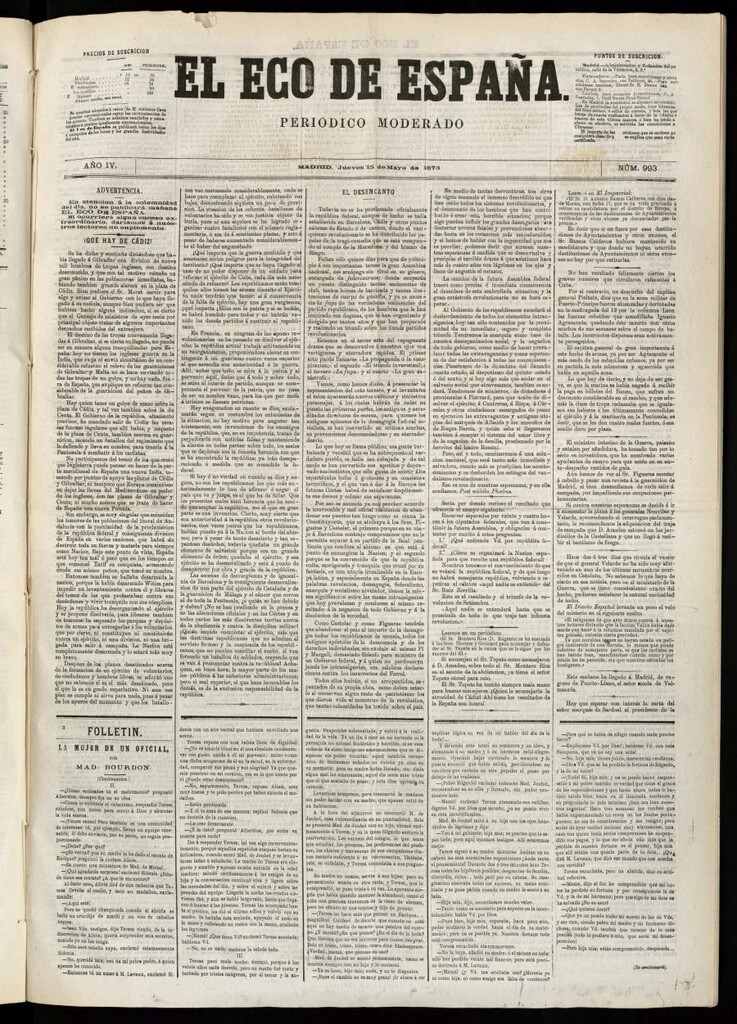 Miniatura de El Eco de España del 15 de mayo de 1873