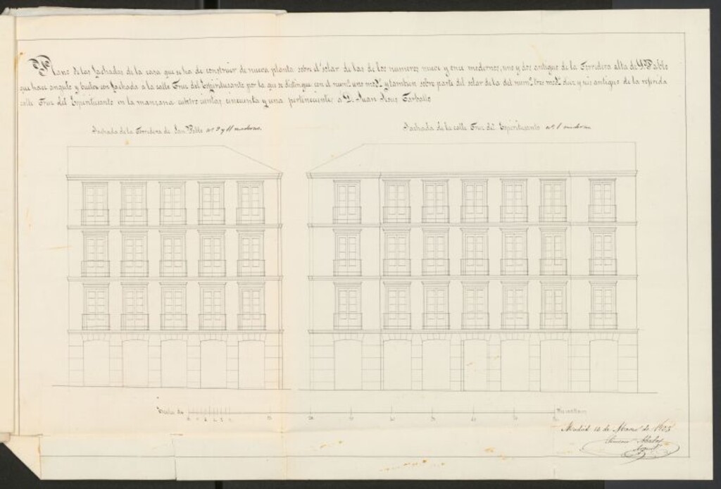 Miniatura de D. Juan Jesús Carballo, en solicitud de licencia para construir de nueva planta la casa de su propiedad, sita en la Corredera Alta de S. Pablo, nº 9 y 11 modernos, con vuelta a la calle de la Cruz del Espíritu Santo, nºs 1 y 3, manzana 451.