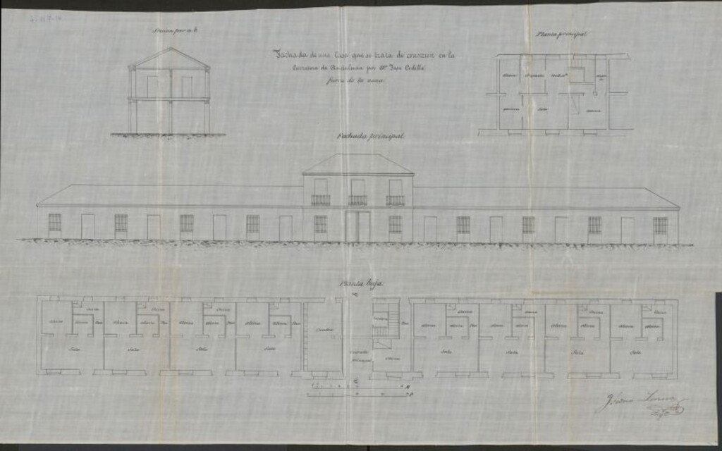 Miniatura de D. José Cedillo, expediente instruido en solicitud de licencia, para edificar una casa Tejar en el sitio llamado los Almendrales, próximo al camino de Cádiz.