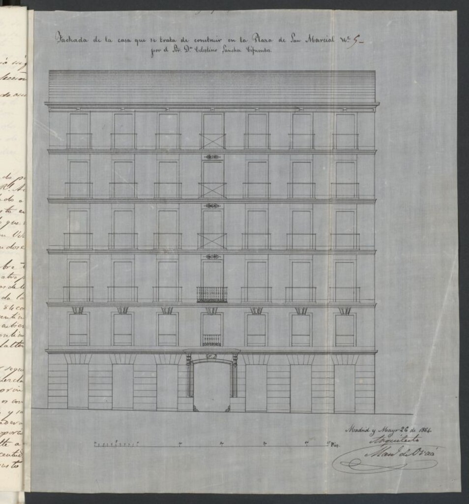 Miniatura de D. Celestino Sánchez Cifuentes, en solicitud de licencia para construir de nueva planta la casa Plazuela de San Marcial nº 5.