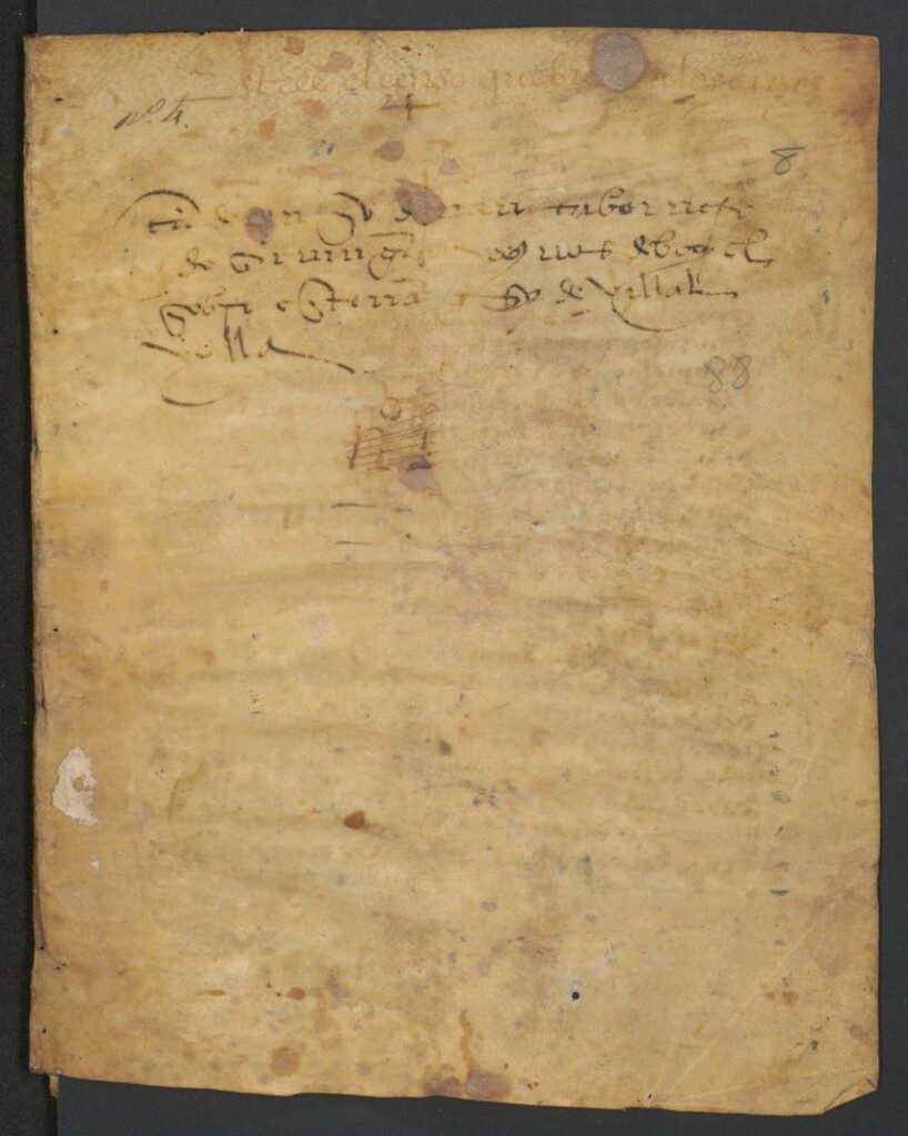 Miniatura de Sepan quantos esta carta de çenso bieren como yo pedro de angulo hiso de juan fernan[de]z besino de billalvilla [i.e. Villalbilla de Burgos] difunto...vesino de...Burgos, otorgo...por nombre de censo perpetuamente...a don esteban gonzalez, vesino del lugar de Villalbilla...