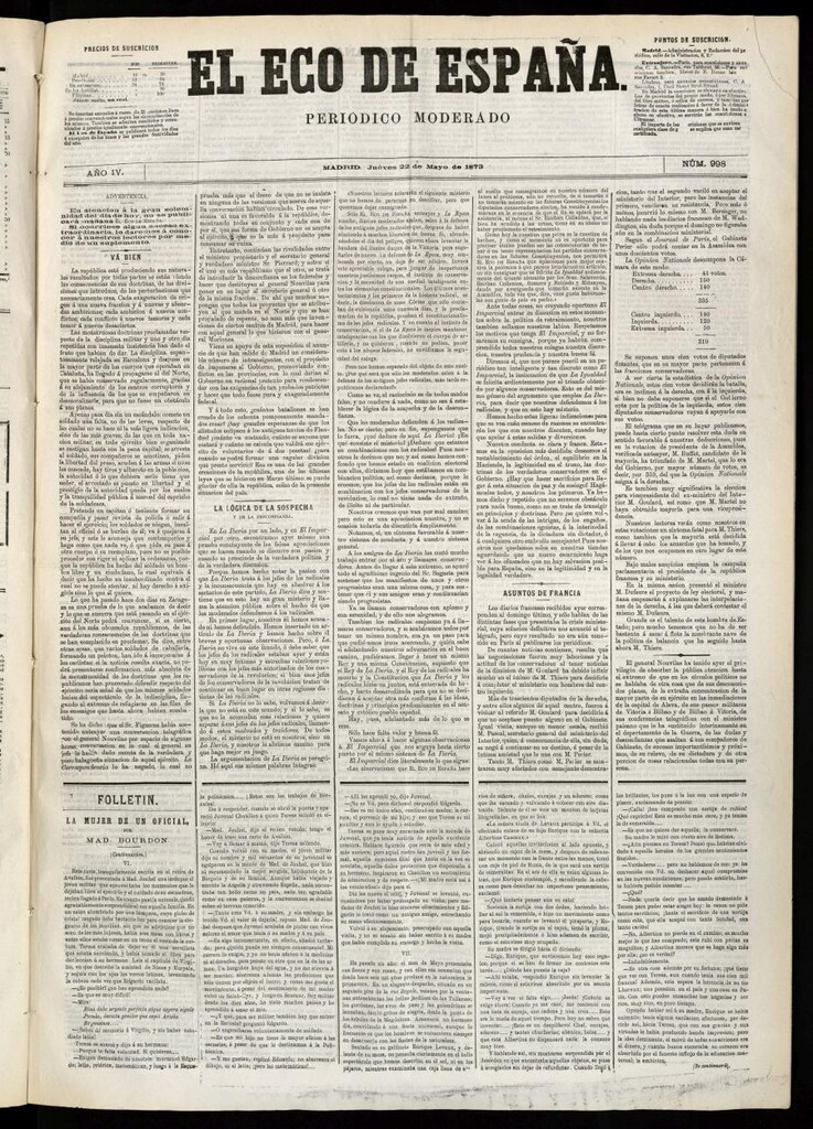 Miniatura de El Eco de España del 22 de mayo de 1873