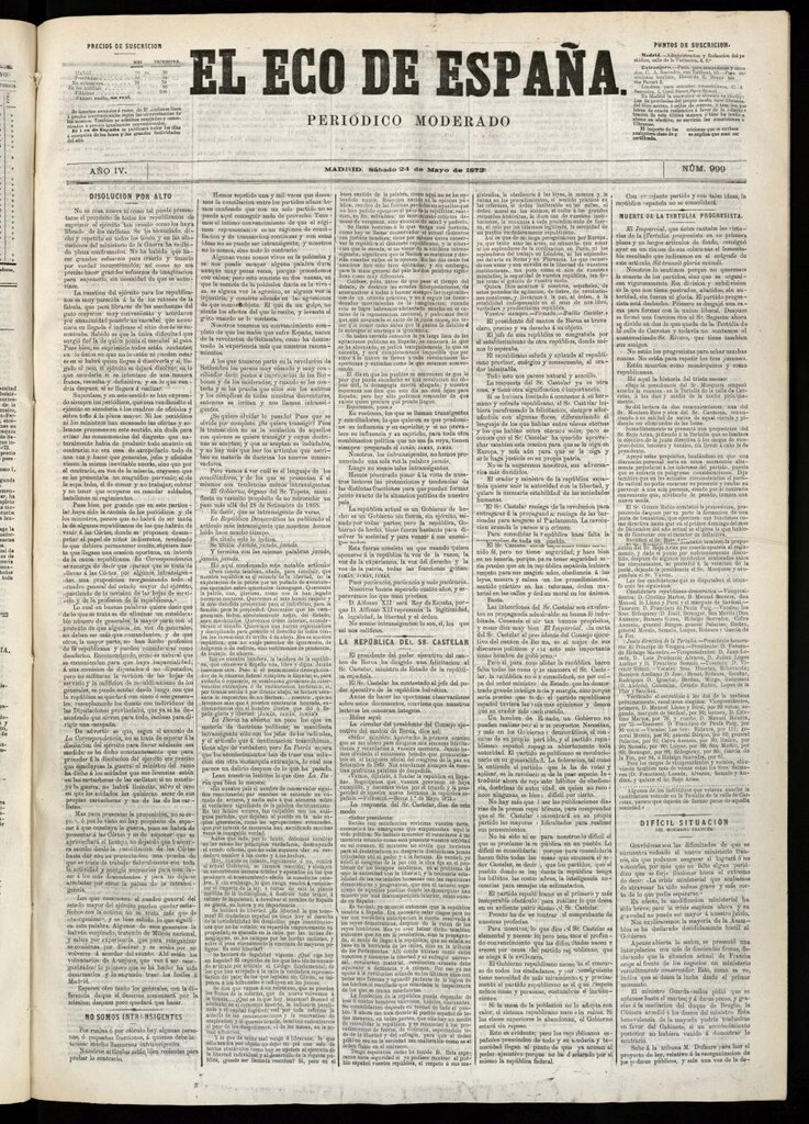 Miniatura de El Eco de España del 24 de mayo de 1873