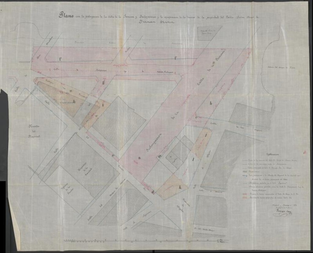 Miniatura de D. Vicente González Delgado, en concepto de apoderado del Excmo. Sr. Príncipe Pío de Saboya, en solicitud de que se marcase la alineación para construir en la Plaza de los Afligidos, nº 2.