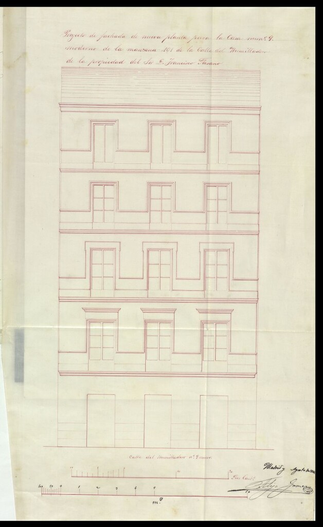 Miniatura de D. Francisco Fasano para reedificar si casa calle del Humilladero nº 9 moderno.