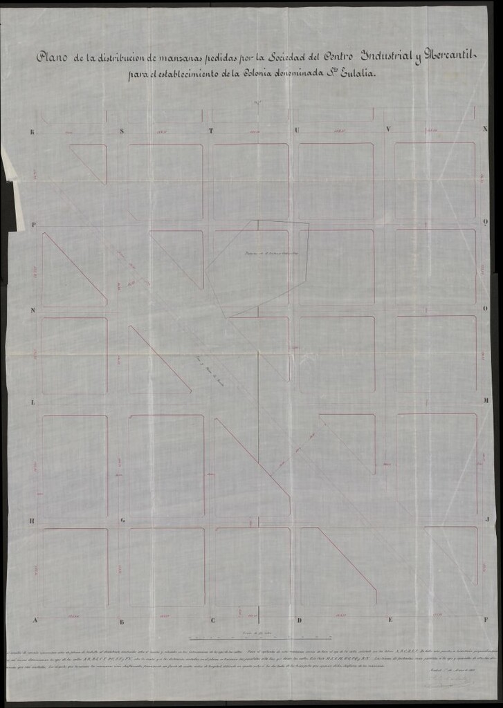 Miniatura de D. Francisco Vargas Machuca, Director del Centro Industrial y Mercantil, en solicitud de licencia para edificar en terrenos de su propiedad de otra sociedad poniendo el nombre de Barrio de Sta. Eulalia.