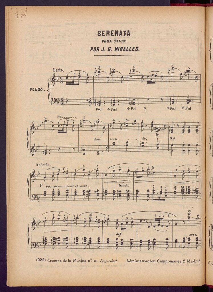 Miniatura de Serenata para piano