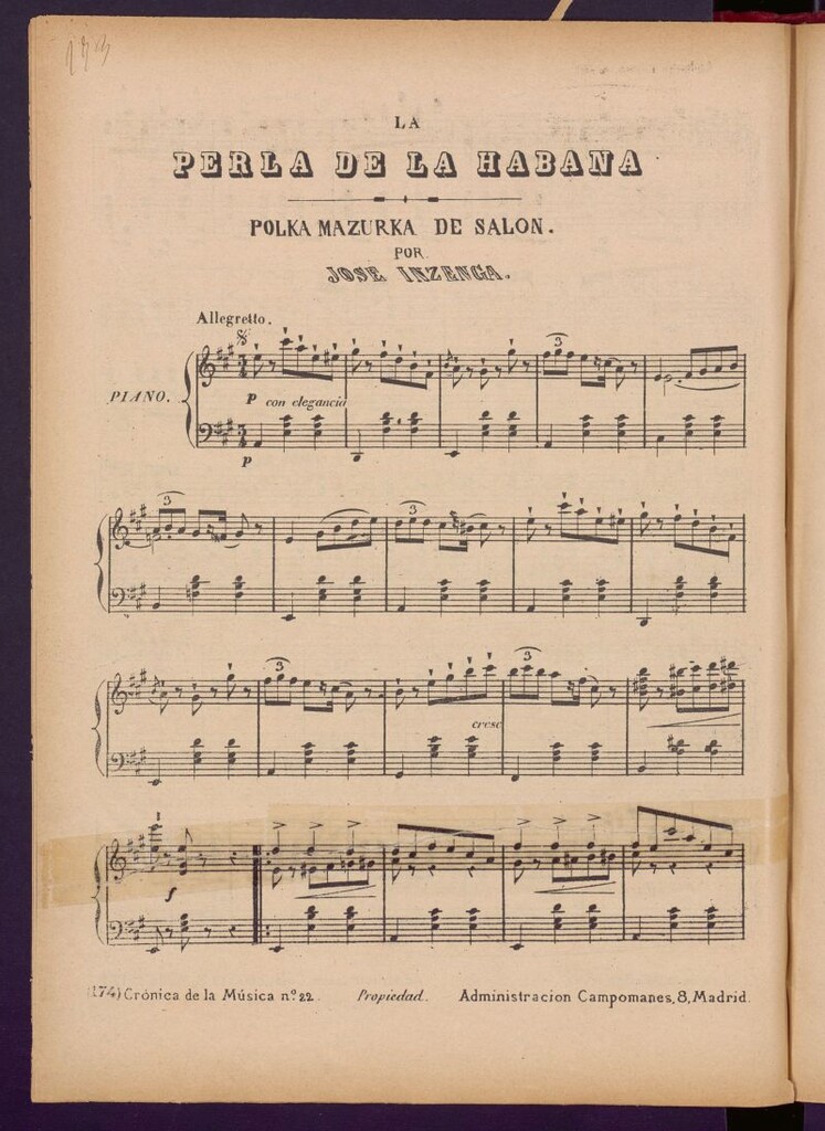 Miniatura de La perla de la Habana : polka mazurka de salón