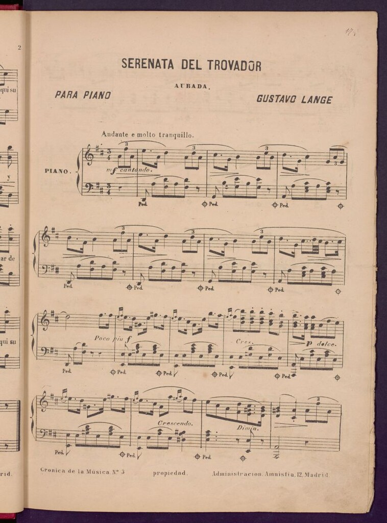 Miniatura de Serenata del trovador : aubada para piano