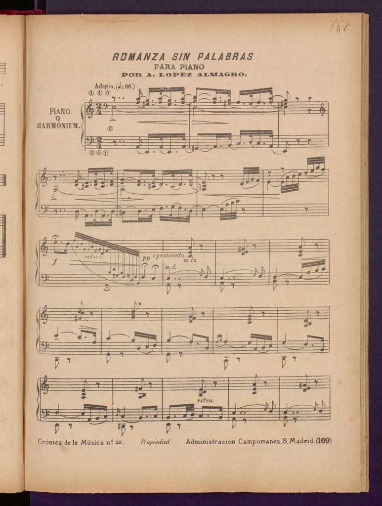 Miniatura de Romanza sin palabras: para piano