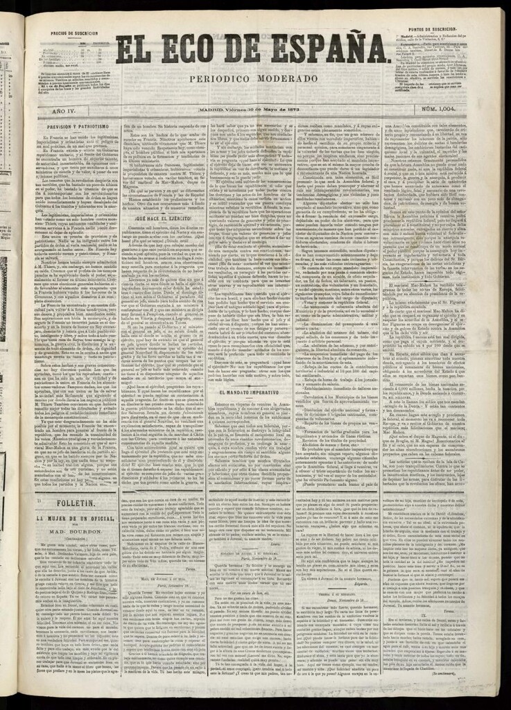 Miniatura de El Eco de España del 30 de mayo de 1873