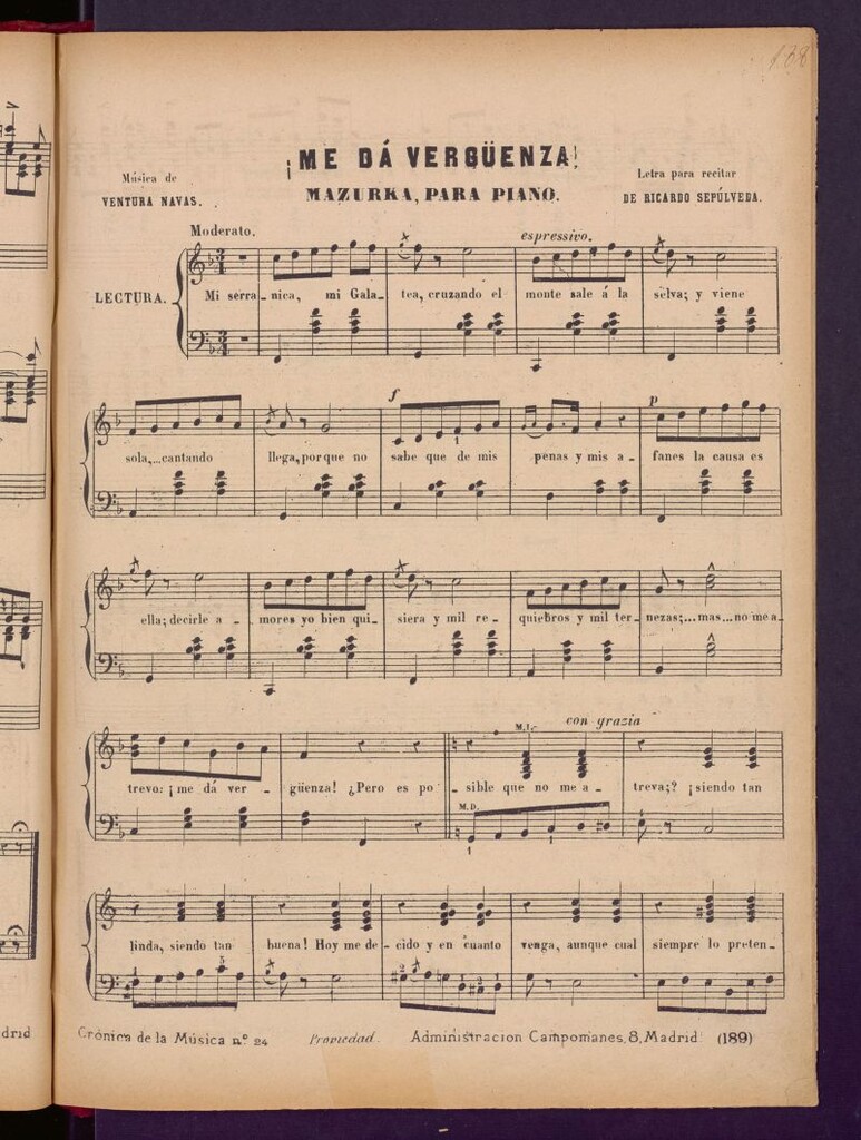 Miniatura de ¡Me dá vergüenza! : mazurka, para piano