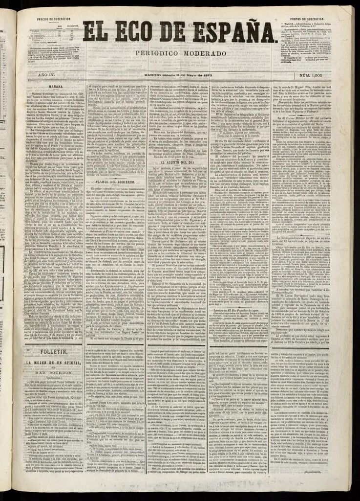 Miniatura de El Eco de España del 31 de mayo de 1873