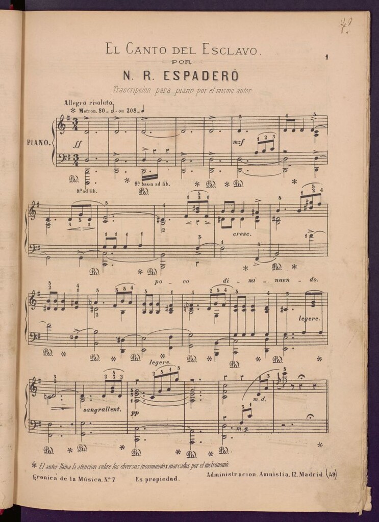 Miniatura de El canto del esclavo : transcripción para piano por el mismo autor